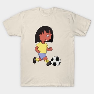 Drawing of a girl playing football T-Shirt